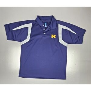 NCAA Michigan Wolverines‎ Polo Shirt Mens XL. Blue Embroidered Y2K Short Sleeve.